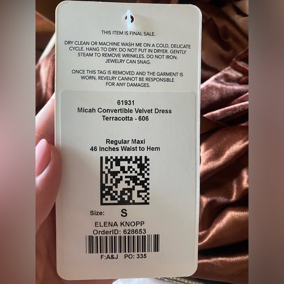 Revelry Micah Convertible Velvet Dress in Terracotta Size Small NWT Bridesmaid - Picture 3 of 8